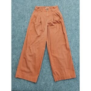 Madewell Pants Womens 00T Orange Wide Leg Pleated High Rise Ankle Stretch